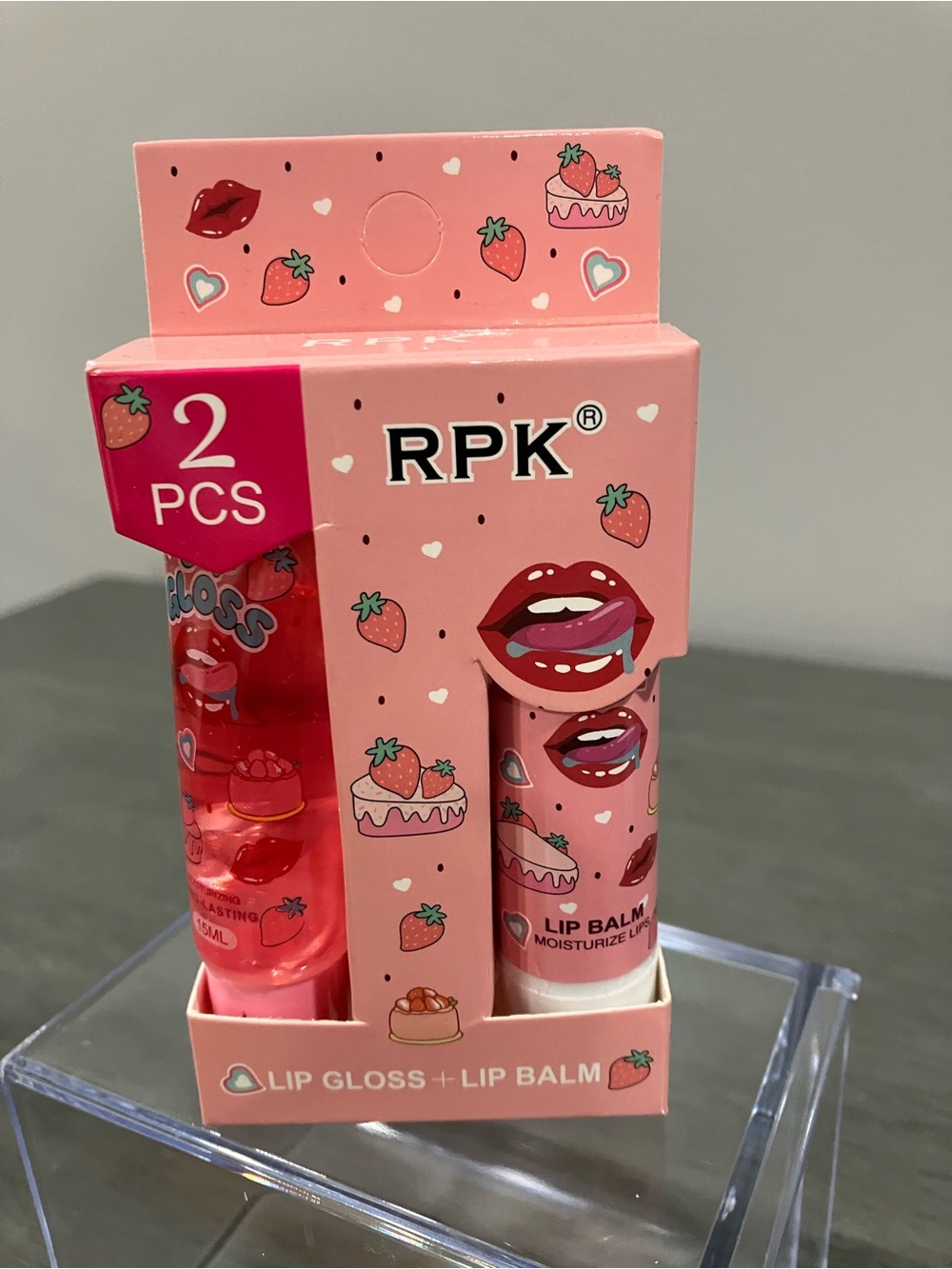 Pink Strawberry Lip Gloss + Lip Balm Duo